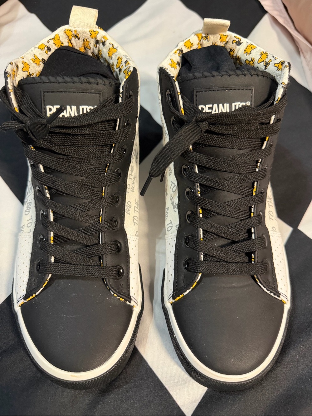 Peanuts Black, White & Yellow High-Top Sneakers